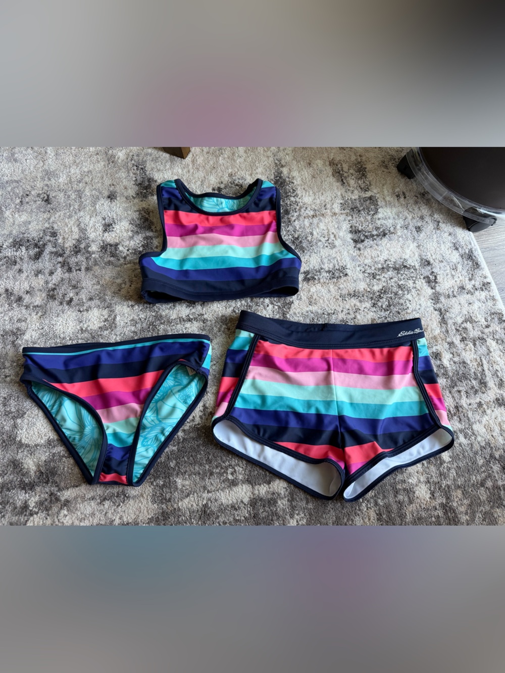 Eddie Bauer Youth reversible 3-piece swim set size 7/8